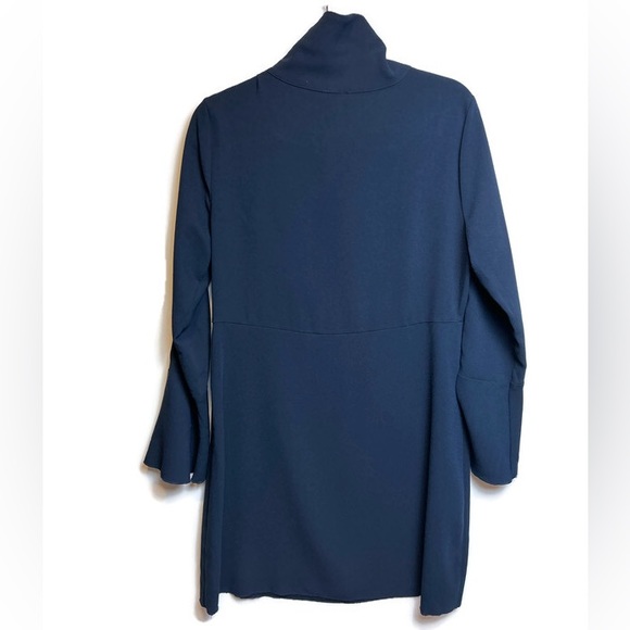 Vince Camuto Long Sleeve Dress High Neck Button Collar 12 Navy Blue - Picture 2 of 6